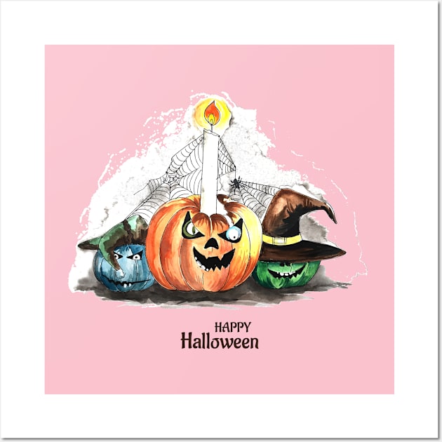 Happy Halloween Pumpkin Horror Wall Art by Mako Design 